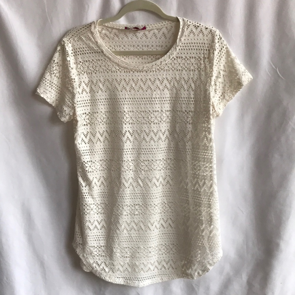 Annabelle short sleeve airy cream top, size L